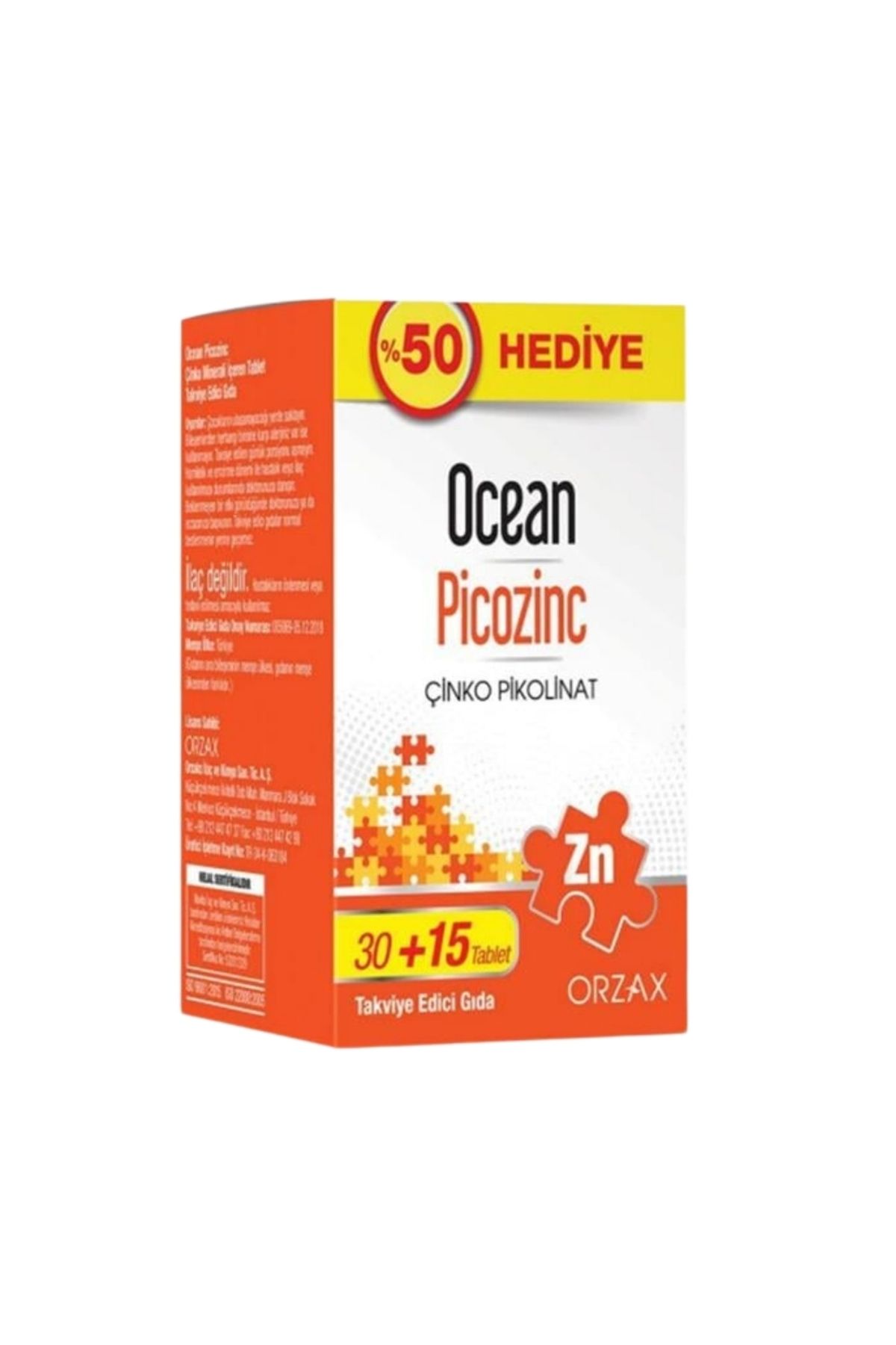 Picozinc Çinko Takviyesi 15 Mg 45 Tablet
