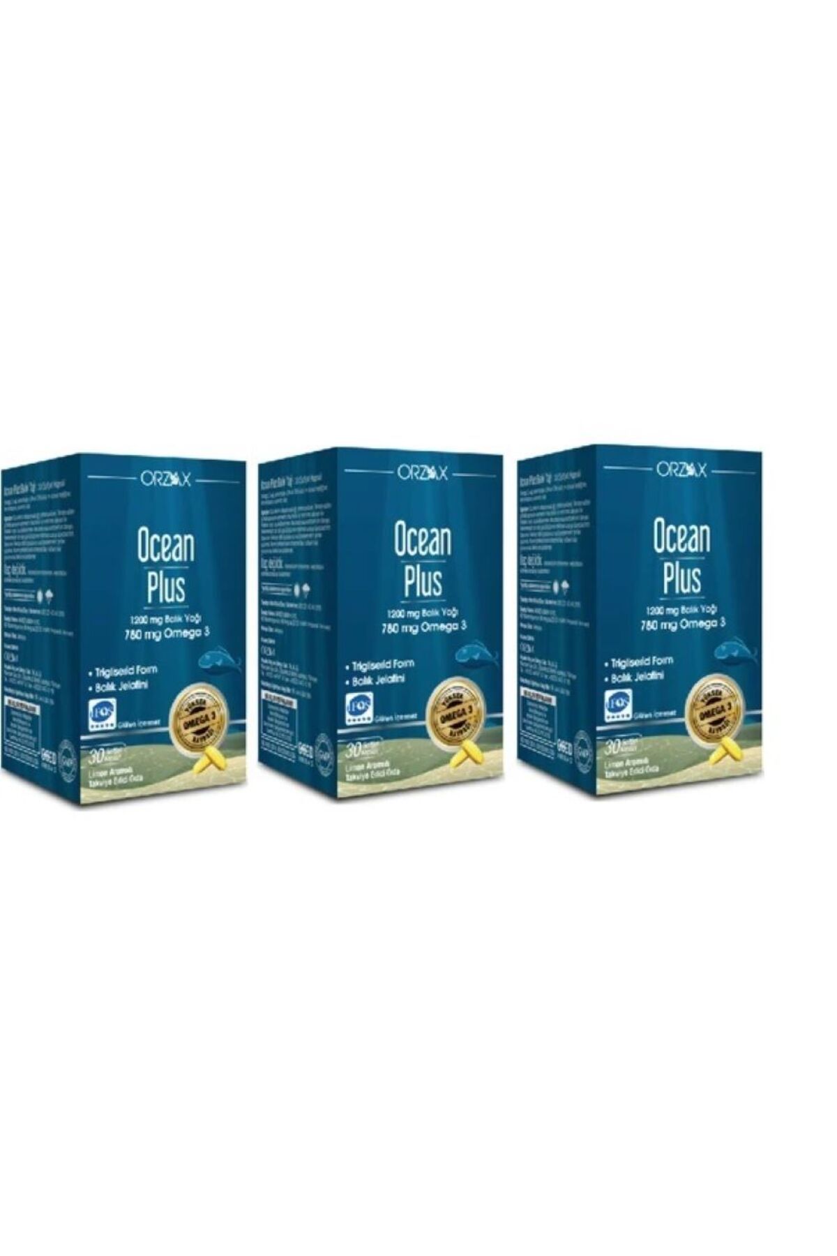 Ocean Orzax Plus 1200mg Omega 3 Saf Balık Yağı 30 Kapsül  3'lü