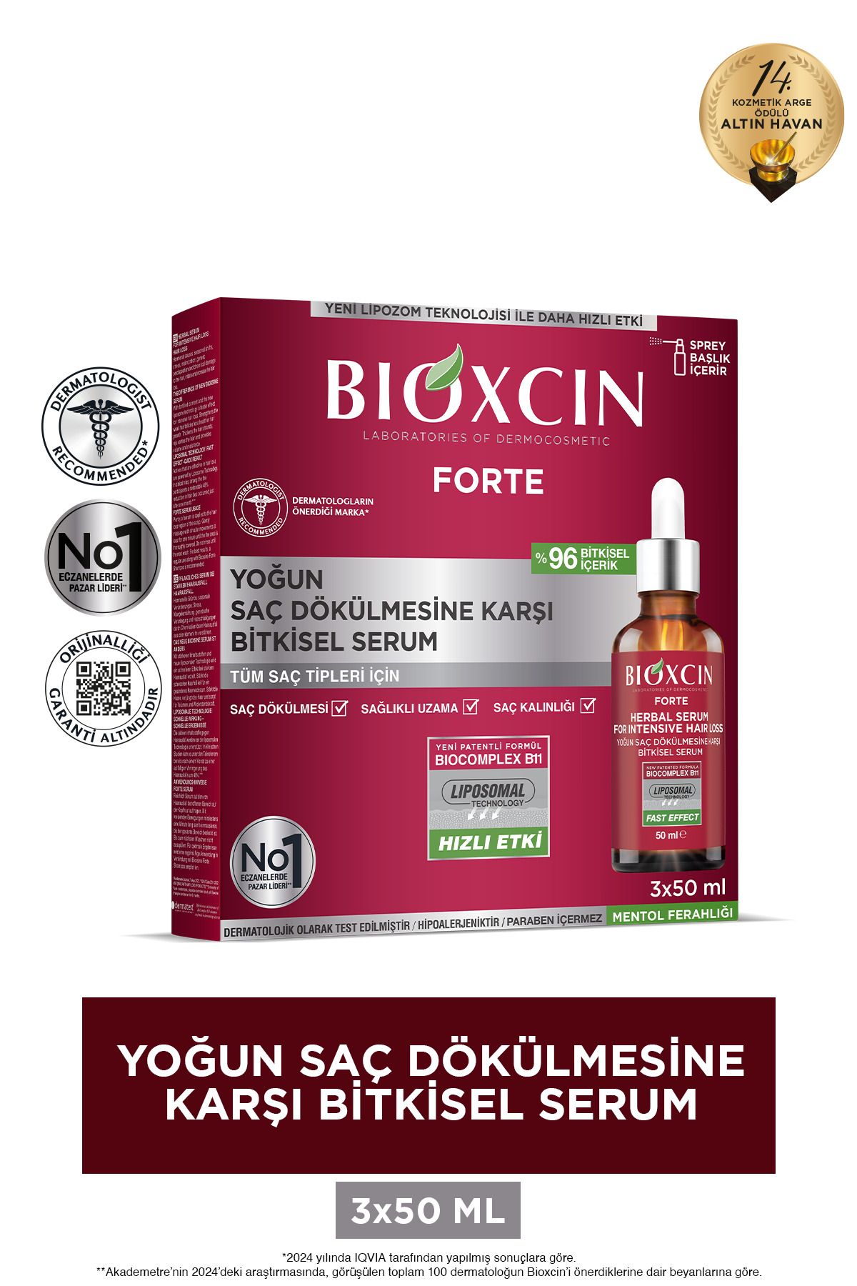 Forte Yoğun Saç Dökülmesine Karşı Bitkisel Serum 3x50ml