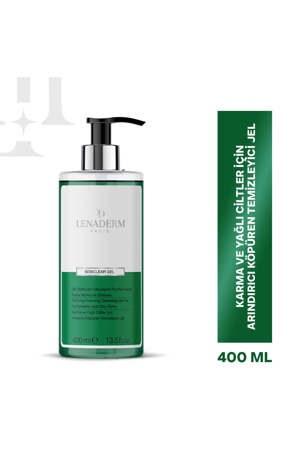 Lenaderm Sebiclear Gel 400 ml – Yağlı ve Akneye Eğilimli Ciltler İçin Arındırıcı Temizleme Jeli