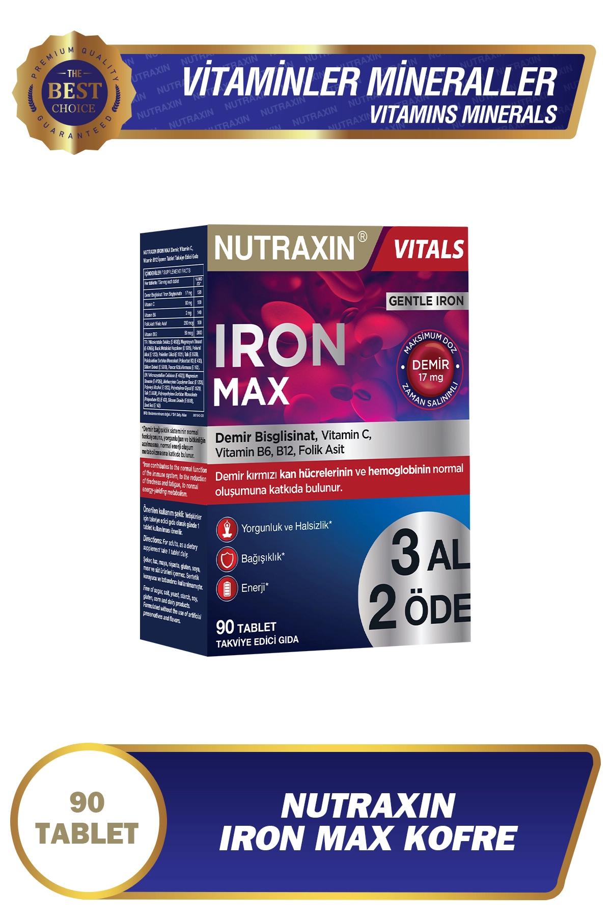 Nutraxin Iron Max Takviye Edici Gıda 90 Tablet – 3 Al 2 Öde