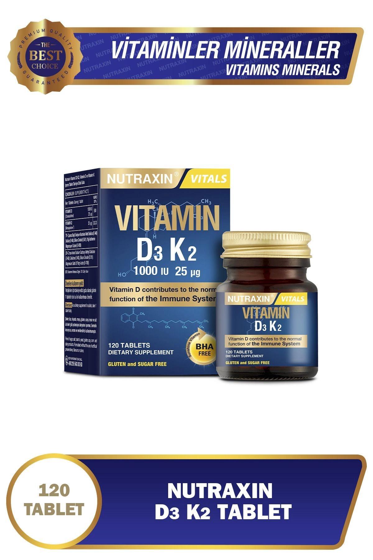 Nutraxin Vitamin D3 K2 Vitamini İçeren Takviye Edici Gıda 120 Tablet