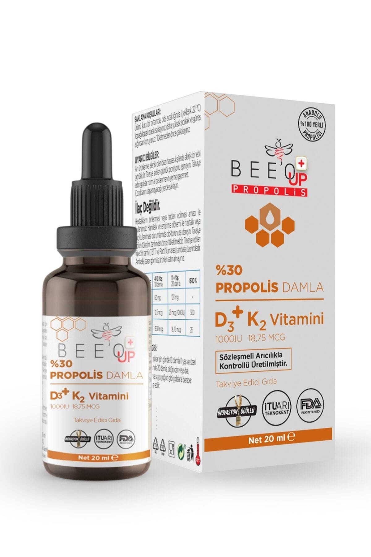 BEEO D3+K2 Vitaminli Propolis Damla (20 ml)