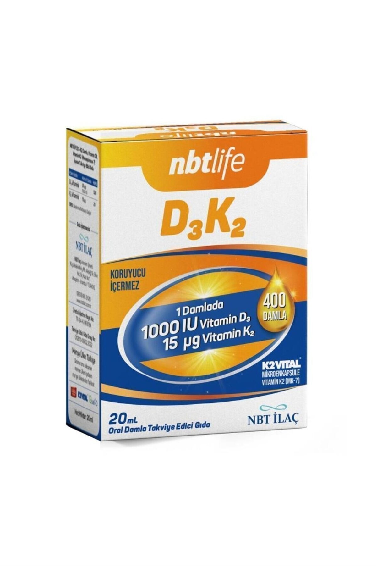 NBT Life D3K2 Damla Takviye Edici Gıda 20 ml