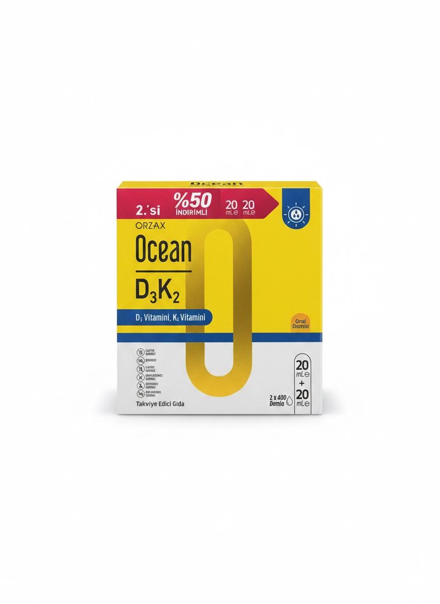 Ocean Orzax Vitamin D3k2 Damla 20 Ml 2'li Avantaj Paket YENİ AMBALAJ