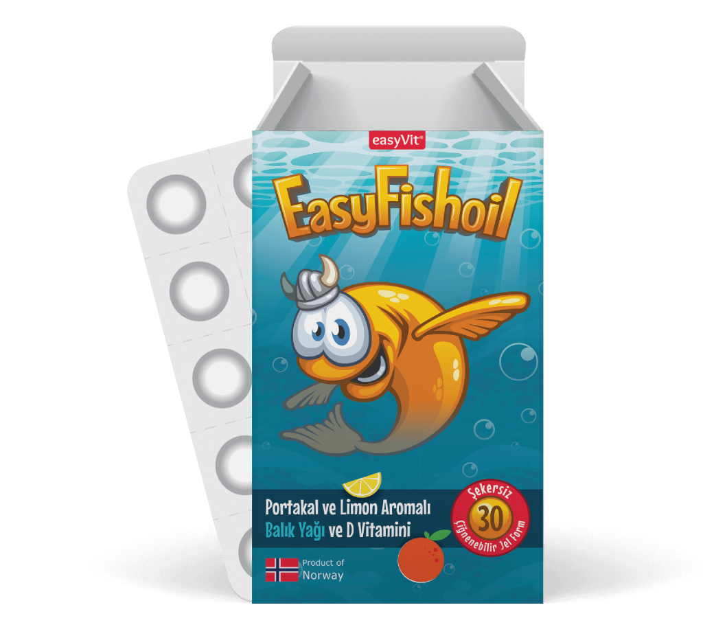 Easy Fish Oil Portakal ve Limon Aromalı Balık Yağı ve D Vitamini 30 Çiğnenebilir Form